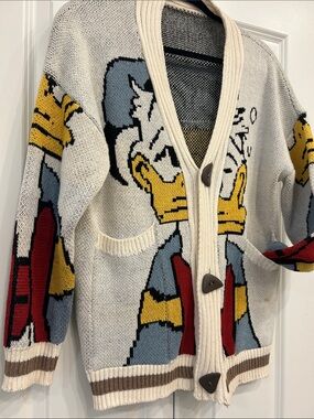 Donald Duck Graphic Button-Front Cardigan Sweater